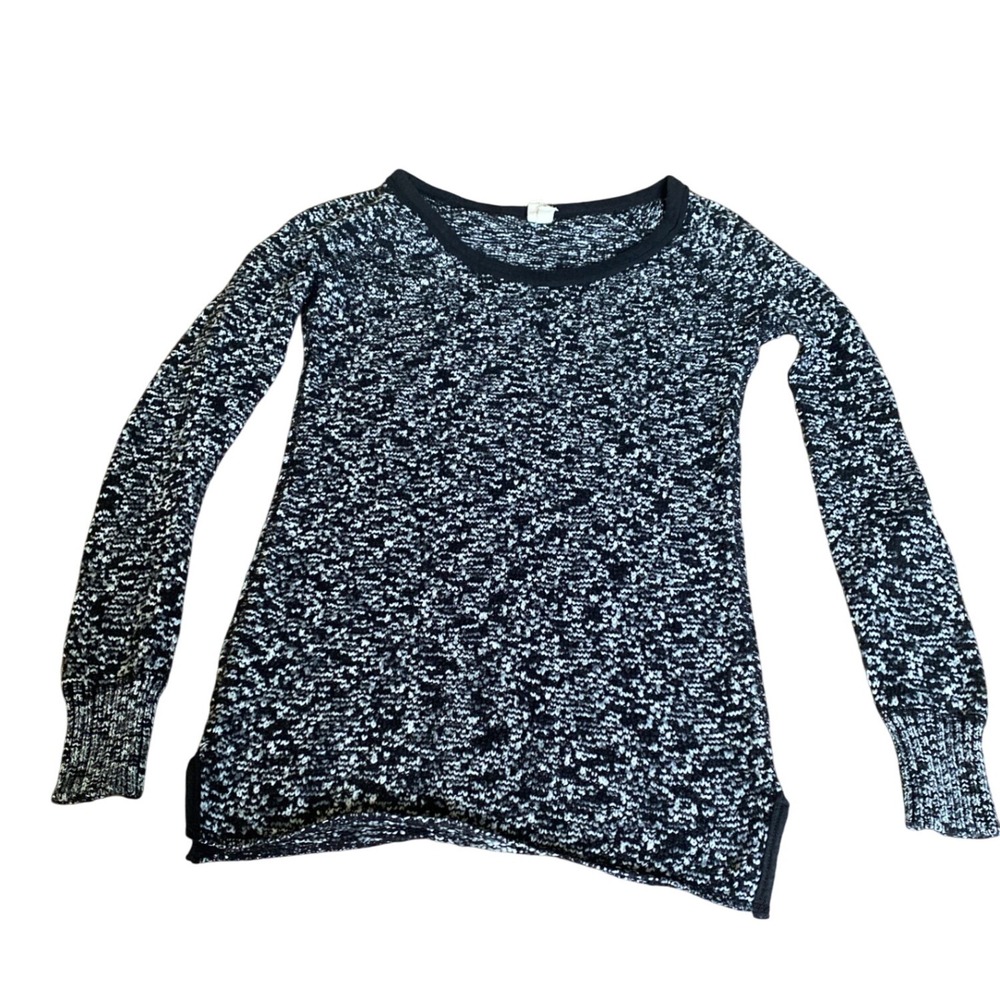 We The Free‎ Black White Knit Sweater Long Sleeve Crew Neck Ribbed Cuffs Size XS